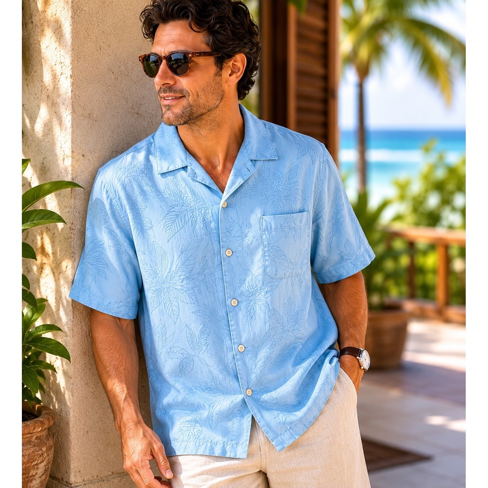 Cubavera Mens XLT Purple 100% Linen Short Sleeve Guayabera Shirt Pintuck Tall